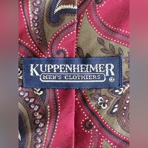 Vintage Kuppenheimer Paisley Necktie Tie Red Blue Tan - Picture 3 of 3
